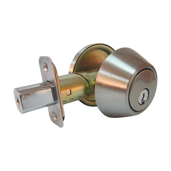 Muebles Para El Hogar Satin Nickel Metal Single Cylinder Deadbolt - ANSI Grade 3, 1.75 in. MU1676967 - main